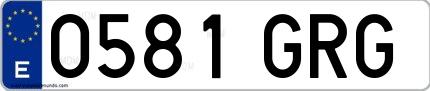 Ejemplo de matrícula española 0581 GRG