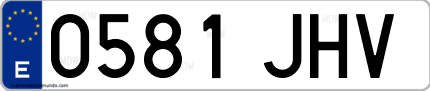 Ejemplo de matrícula de coche ordinaria 0581 JHV