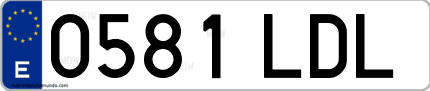 Ejemplo de matrícula de coche ordinaria 0581 LDL