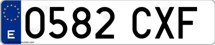 Ejemplo de matrícula española 0582 CXF