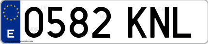 Ejemplo de matrícula de coche ordinaria 0582 KNL