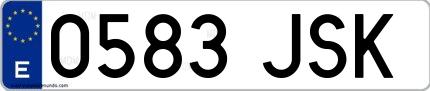 Ejemplo de matrícula española 0583 JSK