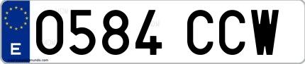 Ejemplo de matrícula española 0584 CCW