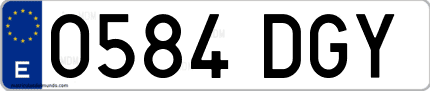 Ejemplo de matrícula de coche ordinaria 0584 DGY