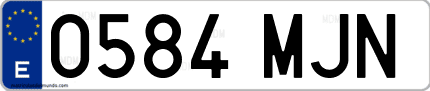 Ejemplo de matrícula de coche ordinaria 0584 MJN