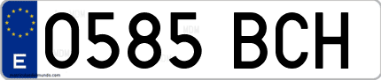 Ejemplo de matrícula de coche ordinaria 0585 BCH