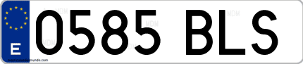 Ejemplo de matrícula de coche ordinaria 0585 BLS