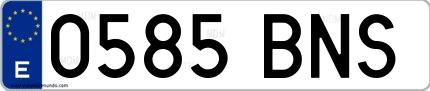 Ejemplo de matrícula española 0585 BNS