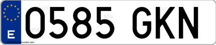 Ejemplo de matrícula de coche ordinaria 0585 GKN