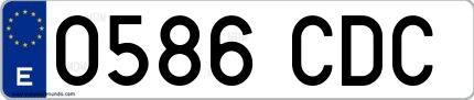 Ejemplo de matrícula española 0586 CDC