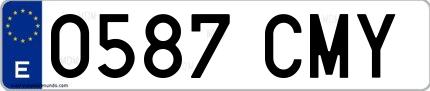 Ejemplo de matrícula española 0587 CMY