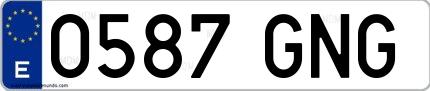 Ejemplo de matrícula española 0587 GNG