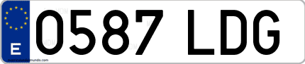 Ejemplo de matrícula de coche ordinaria 0587 LDG