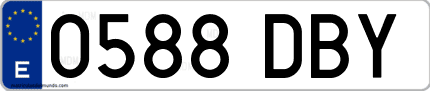 Ejemplo de matrícula de coche ordinaria 0588 DBY
