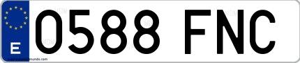 Ejemplo de matrícula española 0588 FNC