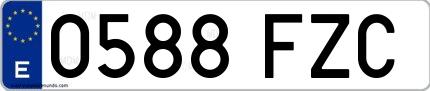 Ejemplo de matrícula española 0588 FZC