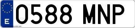 Ejemplo de matrícula española 0588 MNP