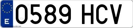Ejemplo de matrícula española 0589 HCV