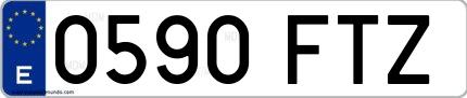 Ejemplo de matrícula española 0590 FTZ