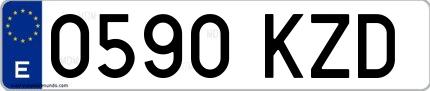 Ejemplo de matrícula española 0590 KZD