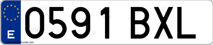 Ejemplo de matrícula de coche ordinaria 0591 BXL