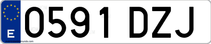 Ejemplo de matrícula de coche ordinaria 0591 DZJ