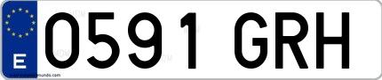 Ejemplo de matrícula española 0591 GRH