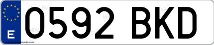 Ejemplo de matrícula española 0592 BKD