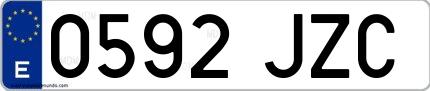 Ejemplo de matrícula española 0592 JZC