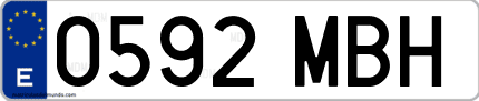 Ejemplo de matrícula de coche ordinaria 0592 MBH