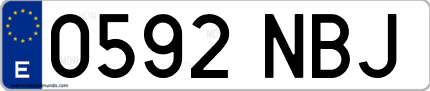 Ejemplo de matrícula de coche ordinaria 0592 NBJ