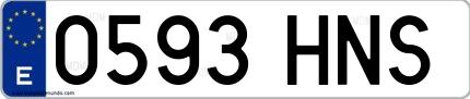 Ejemplo de matrícula española 0593 HNS