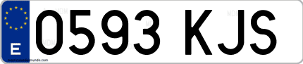 Ejemplo de matrícula de coche ordinaria 0593 KJS