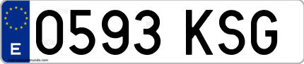 Ejemplo de matrícula de coche ordinaria 0593 KSG