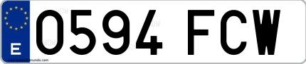Ejemplo de matrícula española 0594 FCW