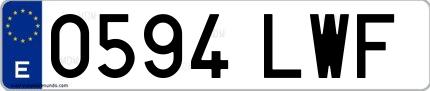 Ejemplo de matrícula española 0594 LWF