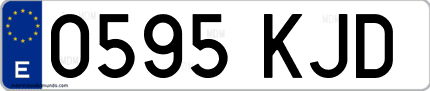 Ejemplo de matrícula de coche ordinaria 0595 KJD