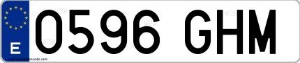 Ejemplo de matrícula española 0596 GHM