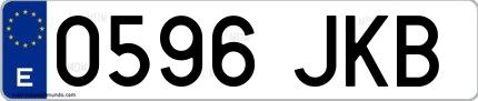 Ejemplo de matrícula española 0596 JKB