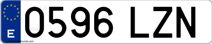 Ejemplo de matrícula de coche ordinaria 0596 LZN
