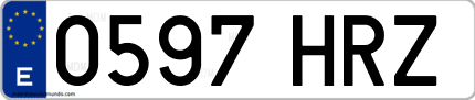 Ejemplo de matrícula de coche ordinaria 0597 HRZ