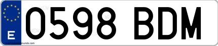 Ejemplo de matrícula española 0598 BDM