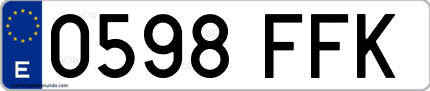 Ejemplo de matrícula de coche ordinaria 0598 FFK