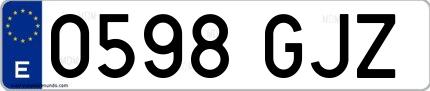 Ejemplo de matrícula española 0598 GJZ