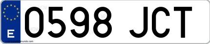 Ejemplo de matrícula española 0598 JCT