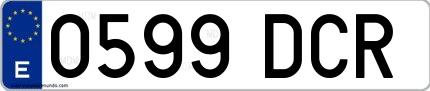 Ejemplo de matrícula española 0599 DCR