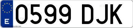 Ejemplo de matrícula de coche ordinaria 0599 DJK