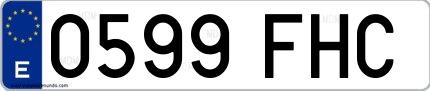 Ejemplo de matrícula española 0599 FHC