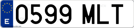 Ejemplo de matrícula de coche ordinaria 0599 MLT