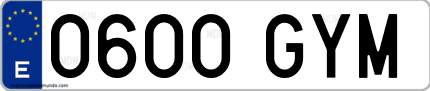 Ejemplo de matrícula de coche ordinaria 0600 GYM